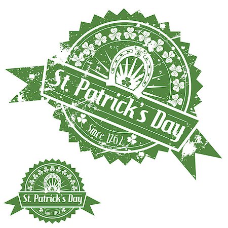 Grunge St. Patrick's Day Stamps with Clover and Horseshoe, vector isolated on white background Foto de stock - Royalty-Free Super Valor e Assinatura, Número: 400-07330831