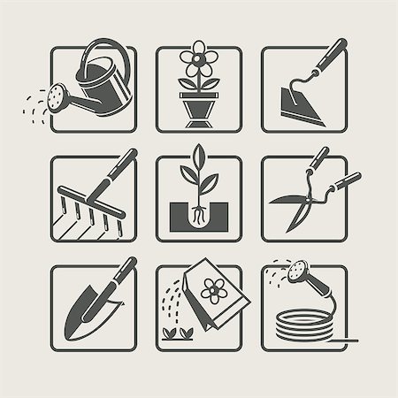 Garden tools. Icons set Stock Photo - Budget Royalty-Free & Subscription, Code: 400-07330842