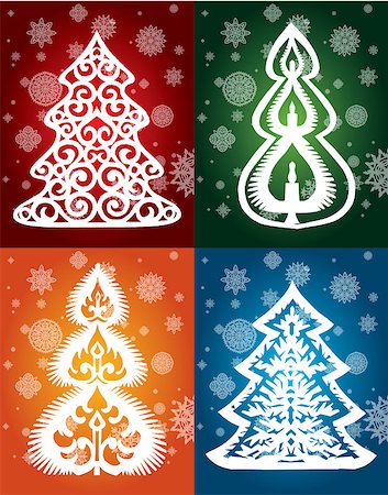 collection of lacy trees vector winter Stock Photo - Budget Royalty-Free & Subscription, Code: 400-07330856