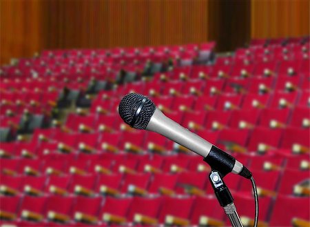 event business microphone - Microphone in  Lecture Hall Stock Photo - Budget Royalty-Free & Subscription, Code: 400-07330927