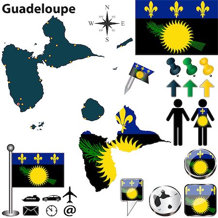 simsearch:400-07264989,k - Vector of Guadeloupe set with detailed country shape with region borders, flags and icons Stock Photo - Budget Royalty-Free & Subscription, Code: 400-07331048