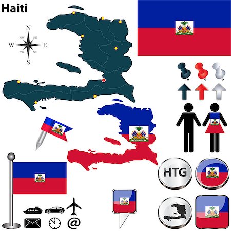 simsearch:400-07331049,k - Vector of Haiti set with detailed country shape with region borders, flags and icons Foto de stock - Super Valor sin royalties y Suscripción, Código: 400-07331049