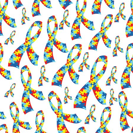 A seamless tiled autism awareness ribbon background. Vector EPS 10 file available. Stockbilder - Microstock & Abonnement, Bildnummer: 400-07331263