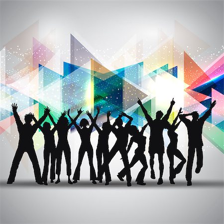 Silhouettes of people dancing on an abstract background Stock Photo - Budget Royalty-Free & Subscription, Code: 400-07331711