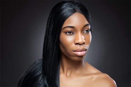 simsearch:400-06179308,k - Young black beauty with long straight hair Stock Photo - Budget Royalty-Free & Subscription, Code: 400-07331722