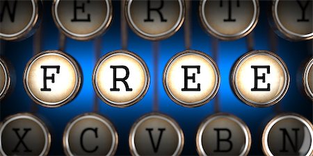 simsearch:400-07461852,k - Free on Old Typewriter's Keys on Blue Background. Foto de stock - Royalty-Free Super Valor e Assinatura, Número: 400-07332041