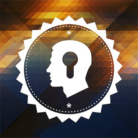 simsearch:400-07472751,k - Profile of Head with a Keyhole Icon. Retro label design. Hipster background made of triangles, color flow effect. Stock Photo - Budget Royalty-Free & Subscription, Code: 400-07332050