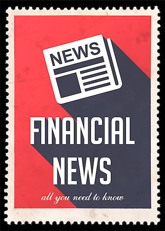 simsearch:400-09011393,k - Financial News on Red Background. Vintage Concept in Flat Design with Long Shadows. Photographie de stock - Aubaine LD & Abonnement, Code: 400-07332079