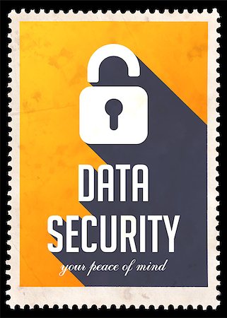 Data Security on Yellow Background. Vintage Concept in Flat Design with Long Shadows. Stock Photo - Budget Royalty-Free & Subscription, Code: 400-07332109