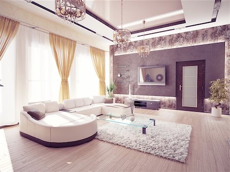 modern living room interior design Stock Photo - Budget Royalty-Free & Subscription, Code: 400-07332254