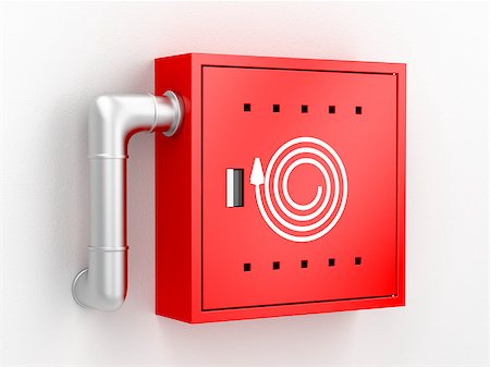 feuerhydrant - Fire hose reel cabinet, 3d rendered image Stockbilder - Microstock & Abonnement, Bildnummer: 400-07332305