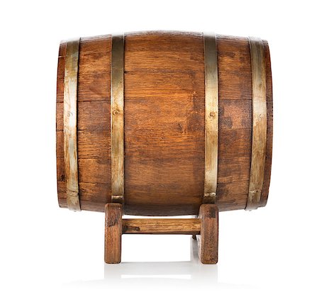 Old wooden barrel side view isolated on white Stock Photo - Budget Royalty-Free & Subscription, Code: 400-07332424