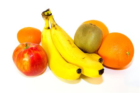 Fresh colorful fruits composition isolated on white. Stock Photo - Budget Royalty-Free & Subscription, Code: 400-07332540