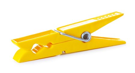 plastic yellow clothespin, isolated on white background Stock Photo - Budget Royalty-Free & Subscription, Code: 400-07332589