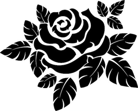 drawing of roses - Vector rose silhouette isolated on white. Stock Photo - Budget Royalty-Free & Subscription, Code: 400-07332646
