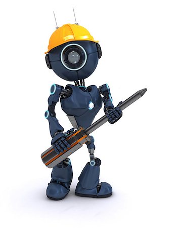 simsearch:640-02950999,k - 3D Render of an android Builder with a screwdriver Photographie de stock - Aubaine LD & Abonnement, Code: 400-07332799