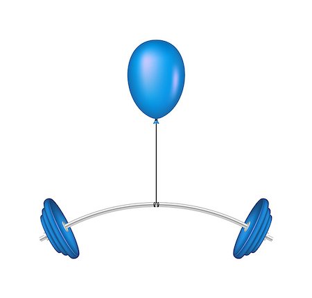Blue balloon lifting a heavy barbell on white background Stock Photo - Budget Royalty-Free & Subscription, Code: 400-07332827