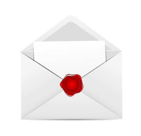 simsearch:400-04789565,k - White Envelope Icon with Red Wax Seal Vector Illustration. Stockbilder - Microstock & Abonnement, Bildnummer: 400-07332876