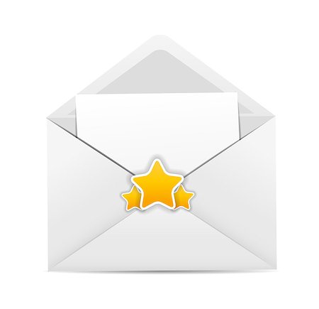 simsearch:400-04085192,k - White Envelope Icon with Star Vector Illustration Photographie de stock - Aubaine LD & Abonnement, Code: 400-07332877