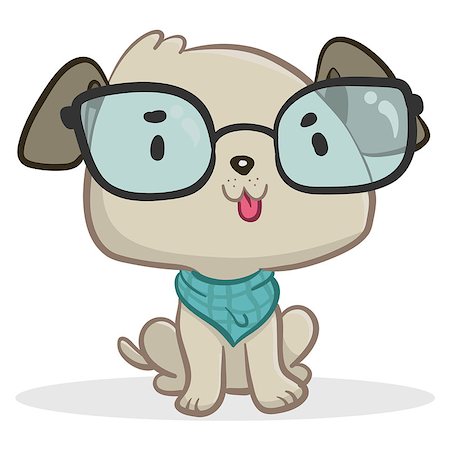 small to big dogs - Vector illustration of a cartoon dog, that wears glasses, sitting. Fully editable. Foto de stock - Super Valor sin royalties y Suscripción, Código: 400-07332891