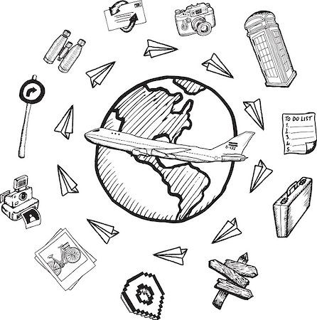 simsearch:400-07347006,k - Global tourism doodles on white background Fotografie stock - Microstock e Abbonamento, Codice: 400-07333377
