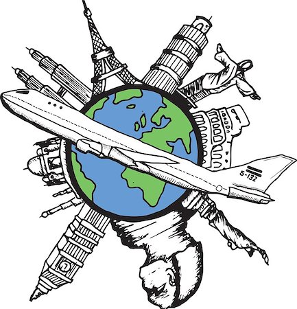 simsearch:400-07347006,k - Aviation and travel doodle on white background Fotografie stock - Microstock e Abbonamento, Codice: 400-07333371