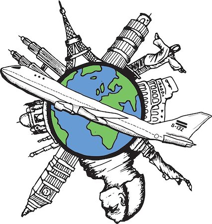 simsearch:400-07347006,k - Aviation and travel doodles on white background Fotografie stock - Microstock e Abbonamento, Codice: 400-07333373