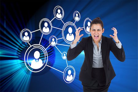 simsearch:400-07271774,k - Angry businesswoman gesturing against digital earth background Foto de stock - Royalty-Free Super Valor e Assinatura, Número: 400-07344224