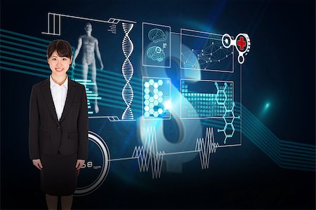 simsearch:400-07721096,k - Smiling businesswoman against dollar sign on futuristic background Stockbilder - Microstock & Abonnement, Bildnummer: 400-07345564