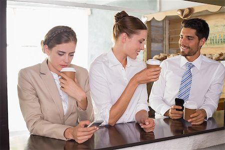 Happy work team during break time in office cafeteria Stock Photo - Budget Royalty-Free & Subscription, Code: 400-07345859