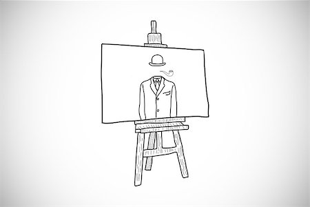 simsearch:400-07347511,k - Businessman doodle on easel against white background with vignette Foto de stock - Super Valor sin royalties y Suscripción, Código: 400-07346822