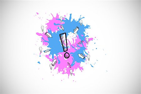 simsearch:400-07333411,k - Exclamation mark on paint splashes against white background with vignette Stock Photo - Budget Royalty-Free & Subscription, Code: 400-07347157