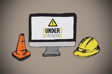 simsearch:400-07333411,k - Construction doodles with computer screen against grey background with vignette Stock Photo - Budget Royalty-Free & Subscription, Code: 400-07347290