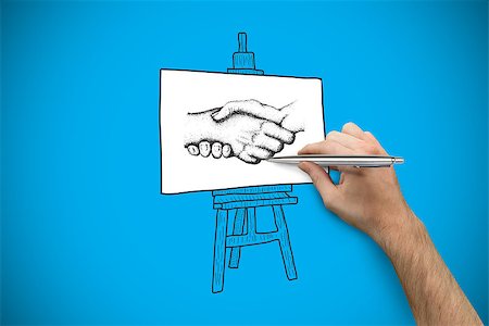 simsearch:400-07339626,k - Hand holding a silver pen against blue background with vignette Stock Photo - Budget Royalty-Free & Subscription, Code: 400-07347520