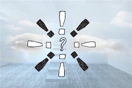 simsearch:400-07333411,k - Question mark doodle with exclamation marks against clouds in a room Stock Photo - Budget Royalty-Free & Subscription, Code: 400-07347874