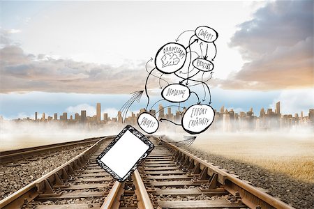 simsearch:400-07446838,k - Tablet and brainstorm doodle against railway tracks leading to city Photographie de stock - Aubaine LD & Abonnement, Code: 400-07347912