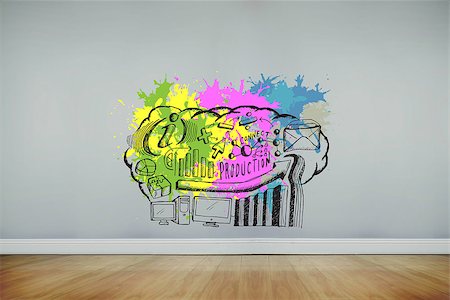 simsearch:400-05677233,k - Data brainstorm on paint splashes against room with wooden floor Stock Photo - Budget Royalty-Free & Subscription, Code: 400-07347980