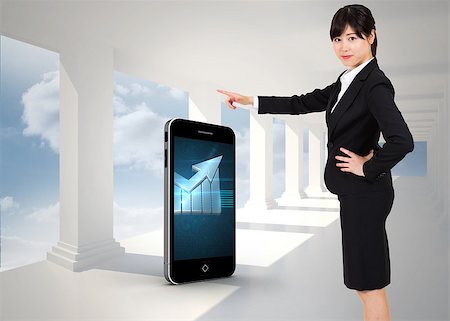 simsearch:400-07341358,k - Businesswoman pointing against bright white hall with columns Foto de stock - Super Valor sin royalties y Suscripción, Código: 400-07341294