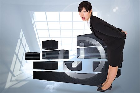 simsearch:400-07277781,k - Surprised businesswoman bending against room with holographic cloud Stock Photo - Budget Royalty-Free & Subscription, Code: 400-07341594