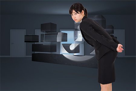 futuristic clock - Serious businesswoman bending against door opening in dark room to show sky Stock Photo - Budget Royalty-Free & Subscription, Code: 400-07341590