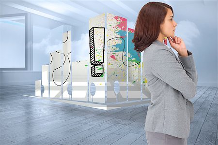 simsearch:400-07278005,k - Concentrating businesswoman against room with holographic cloud Photographie de stock - Aubaine LD & Abonnement, Code: 400-07341756