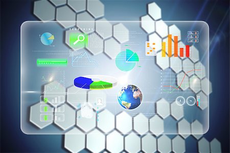 simsearch:400-07343378,k - Business interface against technological background with hexagons Photographie de stock - Aubaine LD & Abonnement, Code: 400-07343587