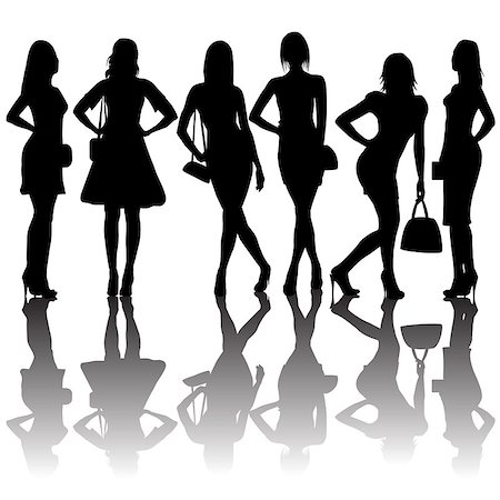 simsearch:400-07466197,k - Fashion silhouettes of women Stock Photo - Budget Royalty-Free & Subscription, Code: 400-07405130