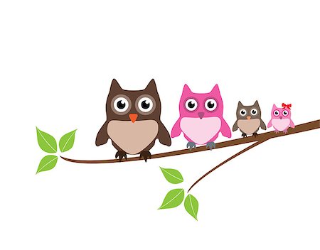 vector owl family Stock Photo - Budget Royalty-Free & Subscription, Code: 400-07405148