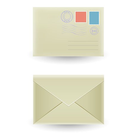 simsearch:400-05905833,k - Two closed envelopes, front and rear view isolated on the white background Foto de stock - Super Valor sin royalties y Suscripción, Código: 400-07405169