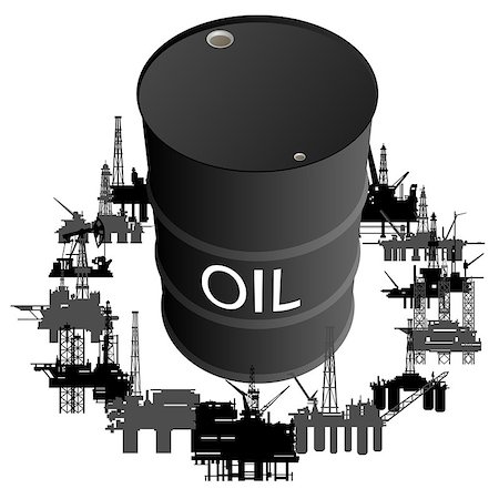 simsearch:400-07544230,k - Barrel of oil products and oil platforms. Illustration on white background. Foto de stock - Super Valor sin royalties y Suscripción, Código: 400-07405324