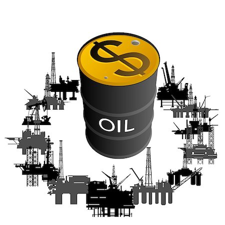 simsearch:400-07405336,k - Barrel of oil products and oil platforms. Illustration on white background. Fotografie stock - Microstock e Abbonamento, Codice: 400-07405326