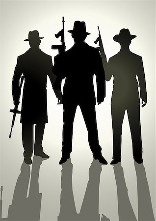 rudall30 (artist) - Silhouette illustration of men with machine guns Photographie de stock - Aubaine LD & Abonnement, Code: 400-07405356