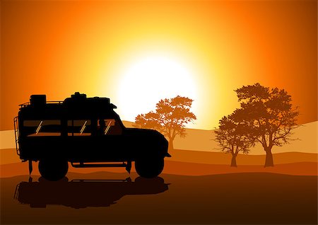 Vector illustration of sport utility vehicle (SUV) on off road Stock Photo - Budget Royalty-Free & Subscription, Code: 400-07405350