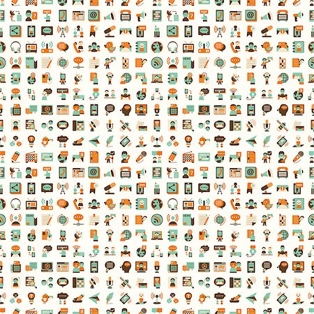 simsearch:400-07405373,k - seamless retro flat communication pattern Stock Photo - Budget Royalty-Free & Subscription, Code: 400-07405376